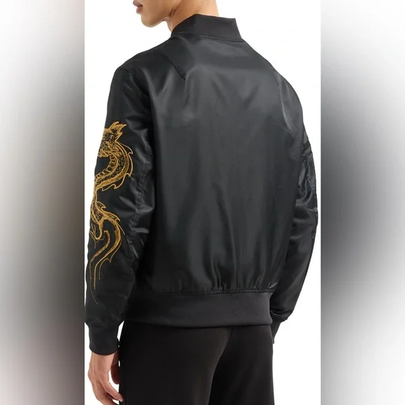 ARMANI EXCHANGE DRAGON EMBROIDERY BLACK JACKET - Picture 6 of 8